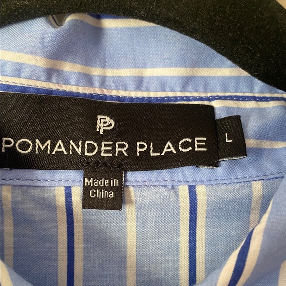 Pomander Place Tuckernuck Cara Mini Shirt Dress Size L Light Blue Striped Cotton - Picture 4 of 8